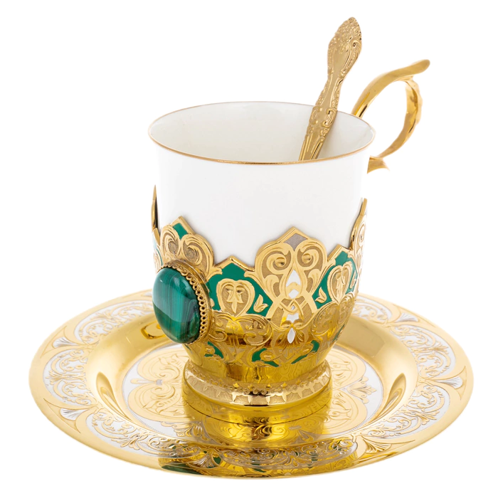 Malachite coffee pair for 1 person, Zlatoust