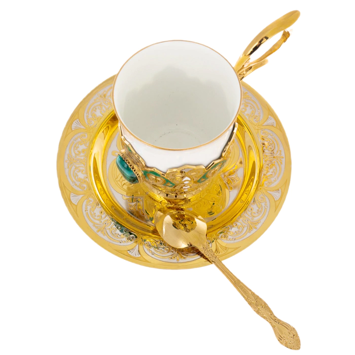Malachite coffee pair for 1 person, Zlatoust