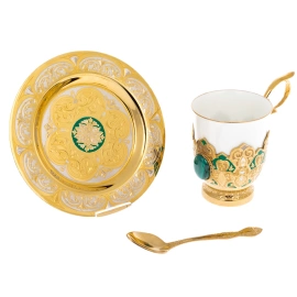 Кофейная пара "Малахитовая" на 1 персону, Златоуст