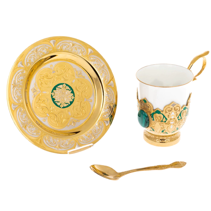 Malachite coffee pair for 1 person, Zlatoust
