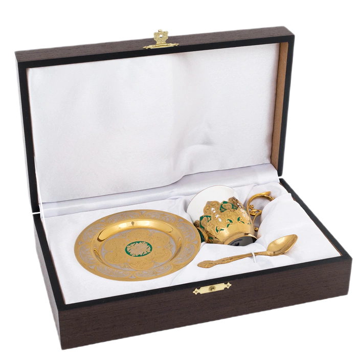 Malachite coffee pair for 1 person, Zlatoust