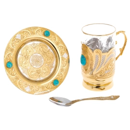 Чайная пара "Бирюза" на 1 персону, Златоуст