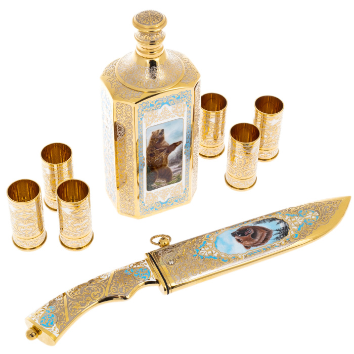 Набор для водки "Охотник" на 6 персон, Златоуст