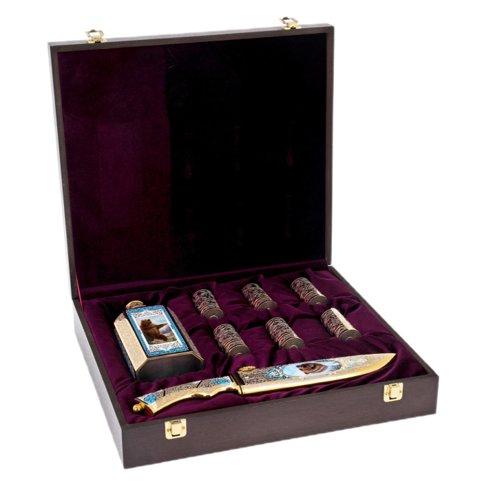 Набор для водки "Охотник" на 6 персон, Златоуст