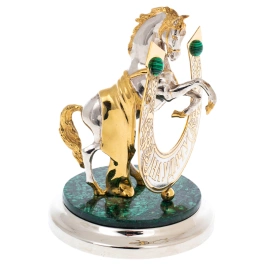 Статуэтка "Лошадь удачи" на подставке из малахита, Златоуст