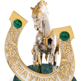 Статуэтка "Лошадь удачи" на подставке из малахита, Златоуст