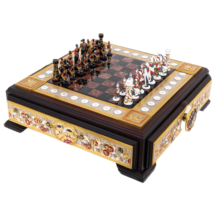 Jasper and dolerite chess set "Medusa Gorgon" Zlatoust