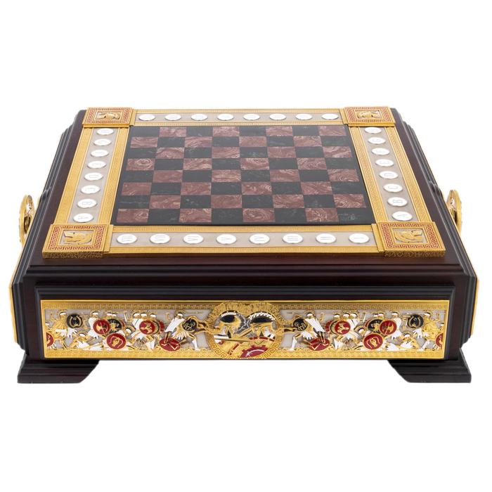 Jasper and dolerite chess set "Medusa Gorgon" Zlatoust