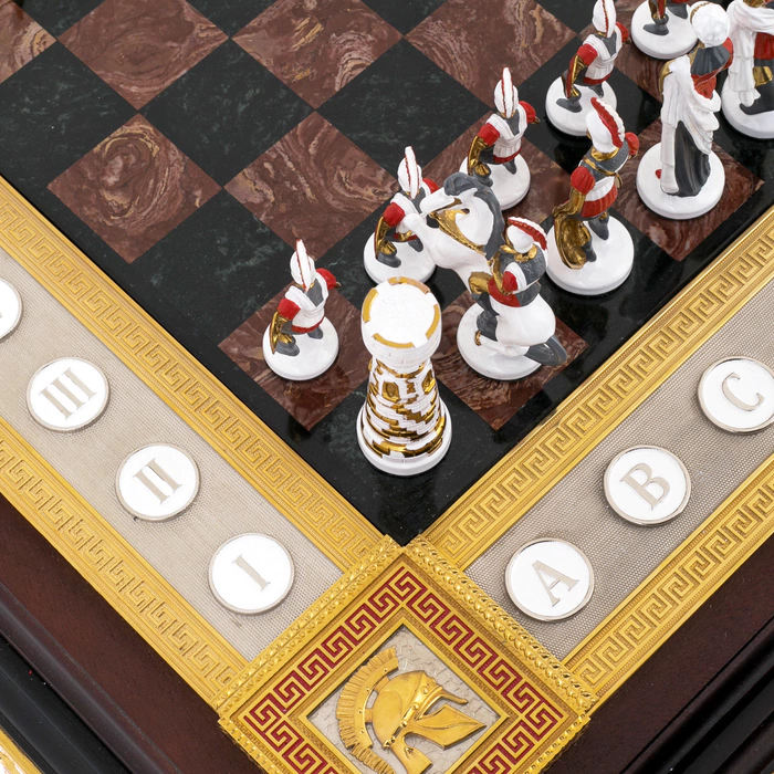 Jasper and dolerite chess set "Medusa Gorgon" Zlatoust