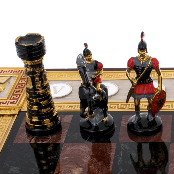 Jasper and dolerite chess set "Medusa Gorgon" Zlatoust