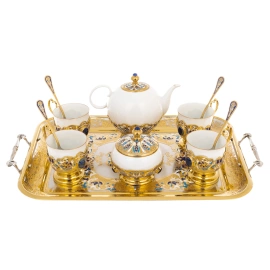 Кофейный сервиз "Ландыш" с лазуритом, на 4 персоны, Златоуст
