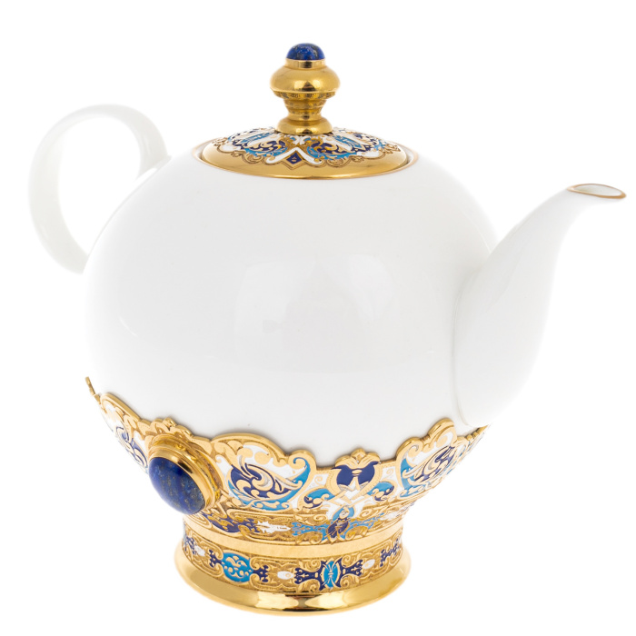 Кофейный сервиз "Ландыш" с лазуритом, на 4 персоны, Златоуст