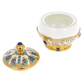 Кофейный сервиз "Ландыш" с лазуритом, на 4 персоны, Златоуст
