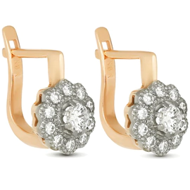 Earrings made of red gold with diamonds