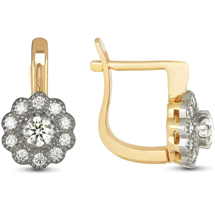 Earrings made of red gold with diamonds