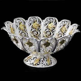 Конфетница серебряная "Вдохновение" с золочением
