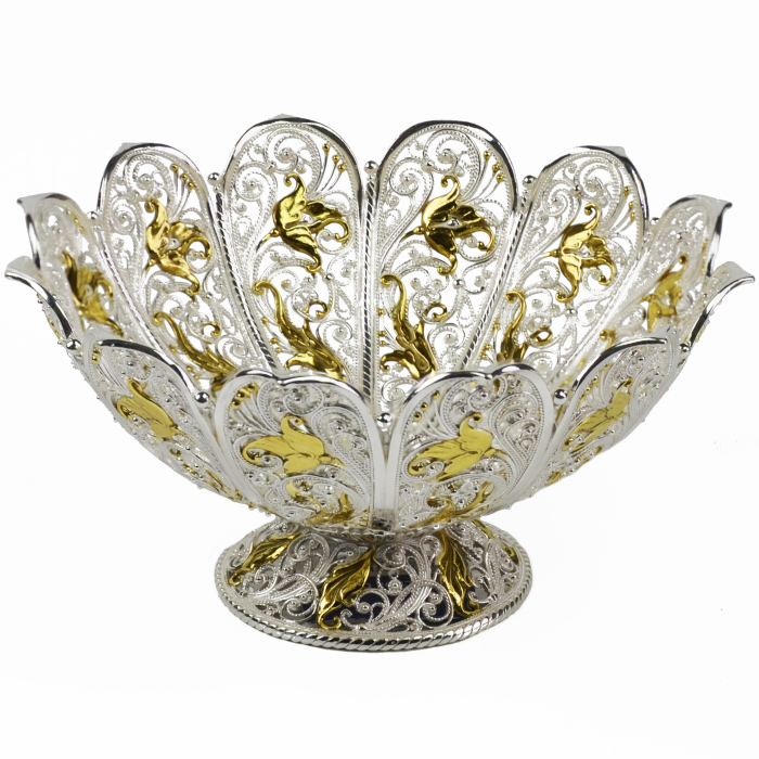 Конфетница серебряная "Вдохновение" с золочением