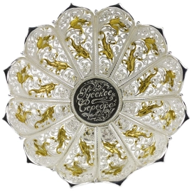 Конфетница серебряная "Вдохновение" с золочением