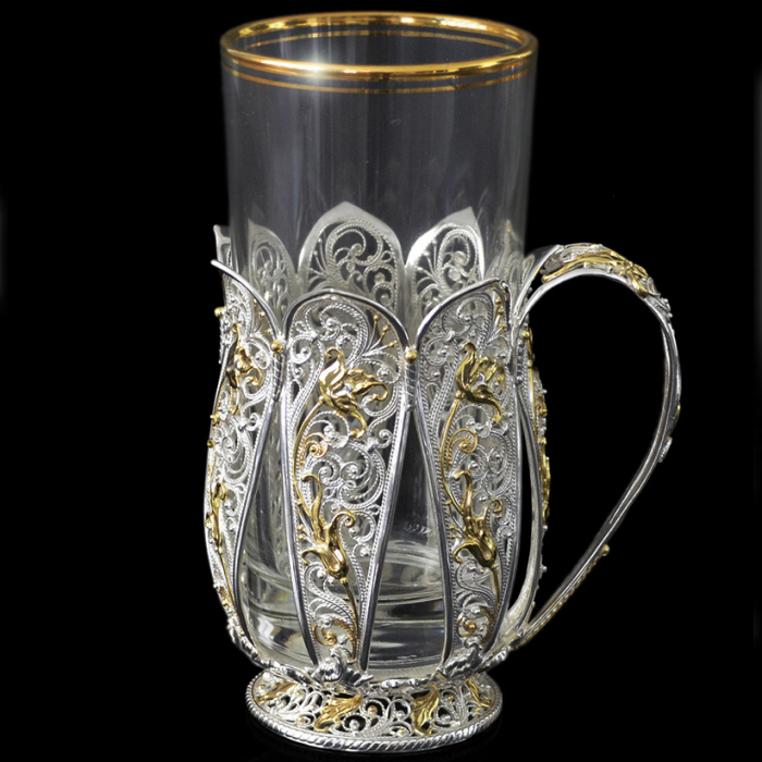 Подстаканник из серебра "Вдохновение" с позолотой