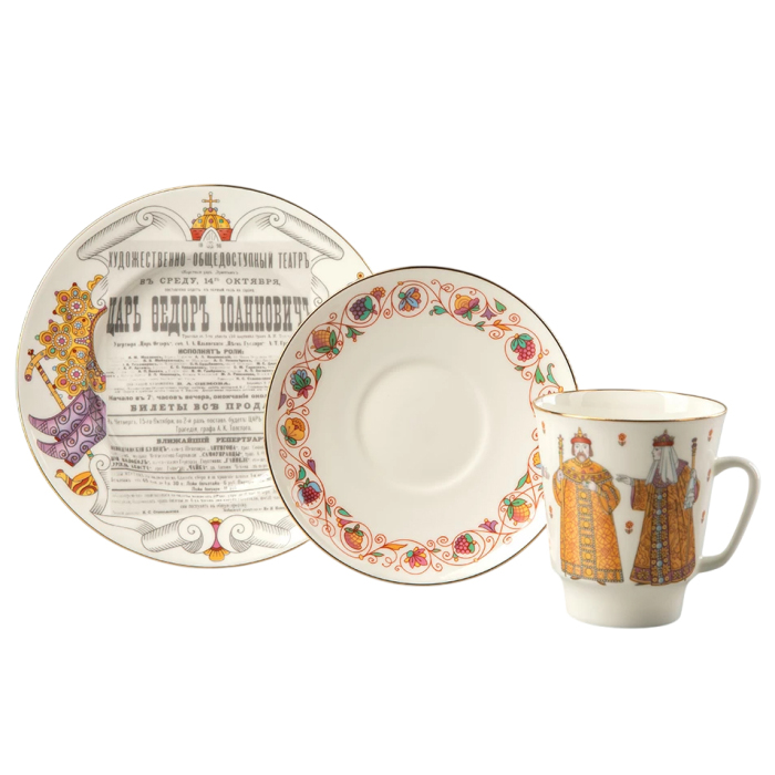 Чайный набор из фарфора "Царь Федор Иоаннович" 3 предмета