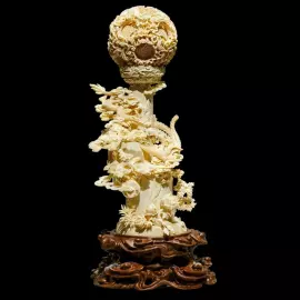 Композиция из бивня мамонта "Благословение дракона и феникса"