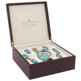 Набор для вина серебряный "Птицы" на 6 персон, бирюзовый