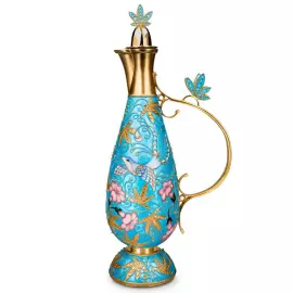 Набор для вина серебряный "Птицы" на 6 персон, бирюзовый