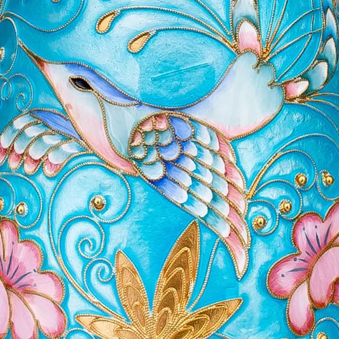 Набор для вина серебряный "Птицы" на 6 персон, бирюзовый