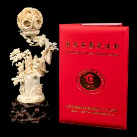 Композиция из бивня мамонта с кантонским шаром "Мудрец"