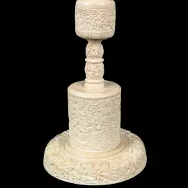 Композиция из бивня мамонта с кантонским шаром "Дракон в цветах"