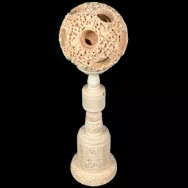 Композиция из бивня мамонта с кантонским шаром "Дракон и птицы"