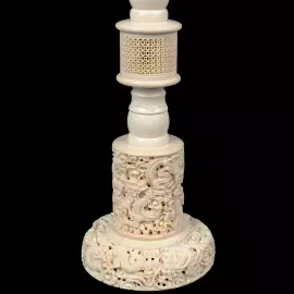 Композиция из бивня мамонта с кантонским шаром "Дракон"