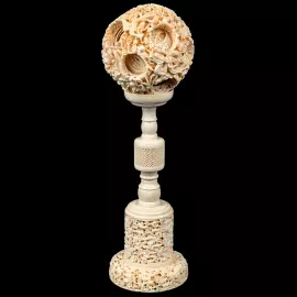 Композиция из бивня мамонта с кантонским шаром "Дракон"