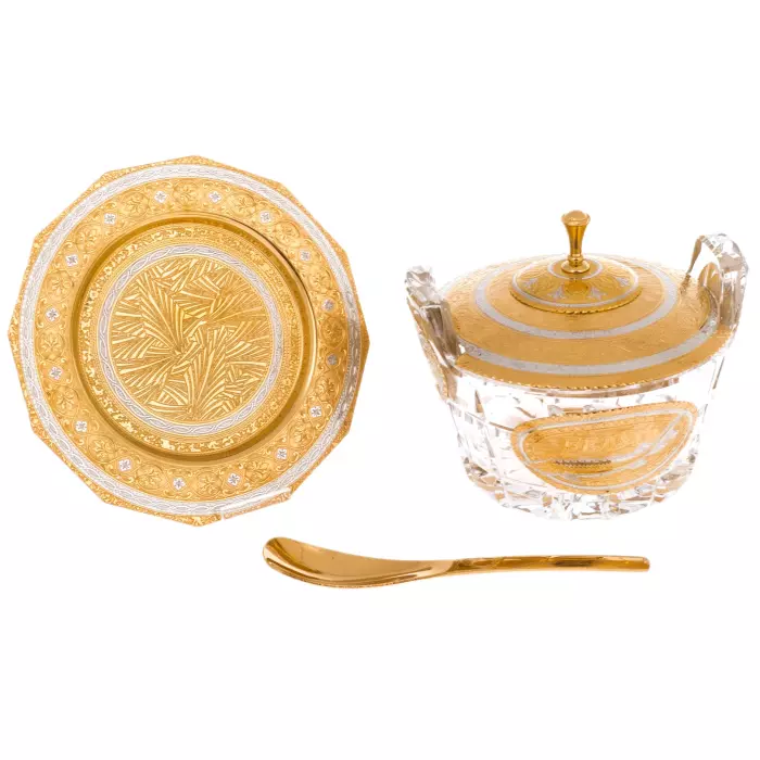 Caviar bowl with lid "Tub" large, Zlatoust