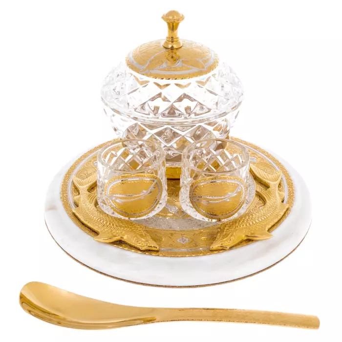Caviar bowl with glasses "Bohemia. Sturgeon for 2 persons, Zlatoust