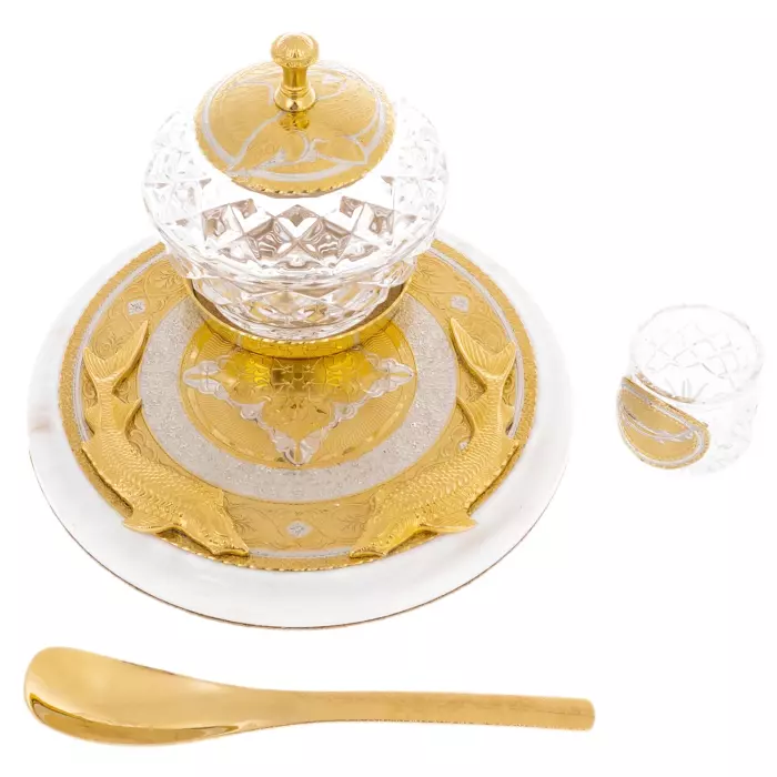 Caviar bowl with glasses "Bohemia. Sturgeon for 2 persons, Zlatoust