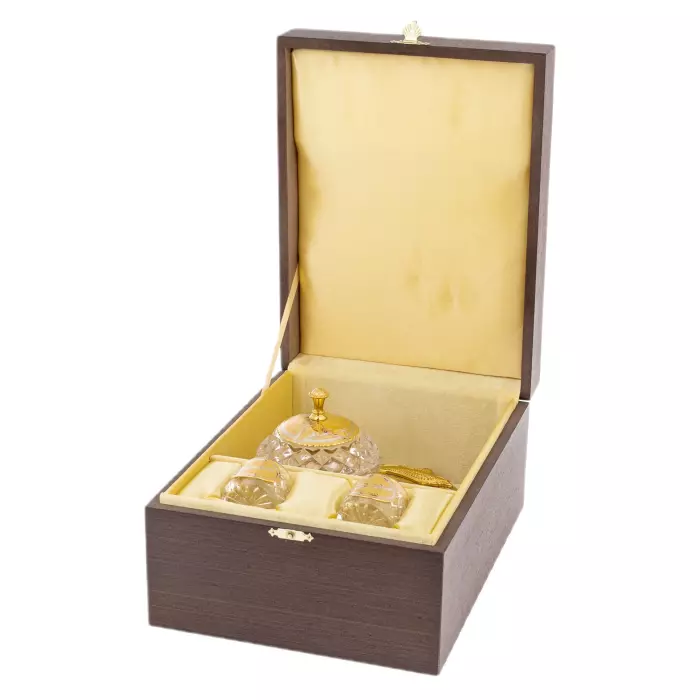 Caviar bowl with glasses "Bohemia. Sturgeon for 2 persons, Zlatoust