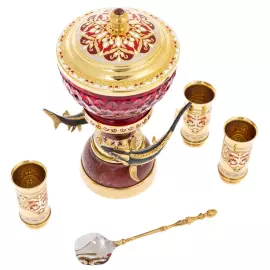 Caviar set "Gifts of the sea" on a jasper stand, for 3 persons, Zlatoust