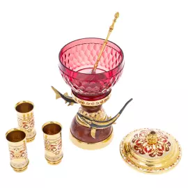 Caviar set "Gifts of the sea" on a jasper stand, for 3 persons, Zlatoust