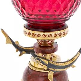 Caviar set "Gifts of the sea" on a jasper stand, for 3 persons, Zlatoust