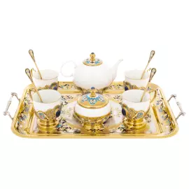 Coffee set "Lily of the Valley" with lapis lazuli, for 4 persons, Zlatoust