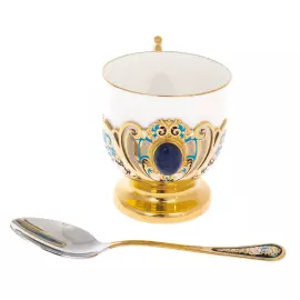 Coffee set "Lily of the Valley" with lapis lazuli, for 4 persons, Zlatoust