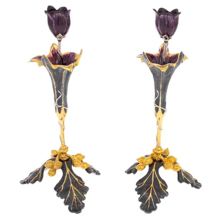 Набор подсвечников "Цветы" 2 шт, Златоуст