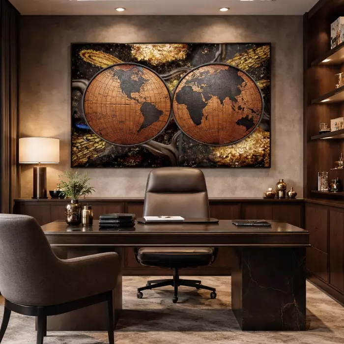 Панно из дерева и янтаря "Галактика"