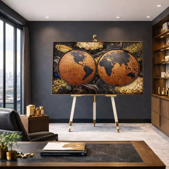 Панно из дерева и янтаря "Галактика"