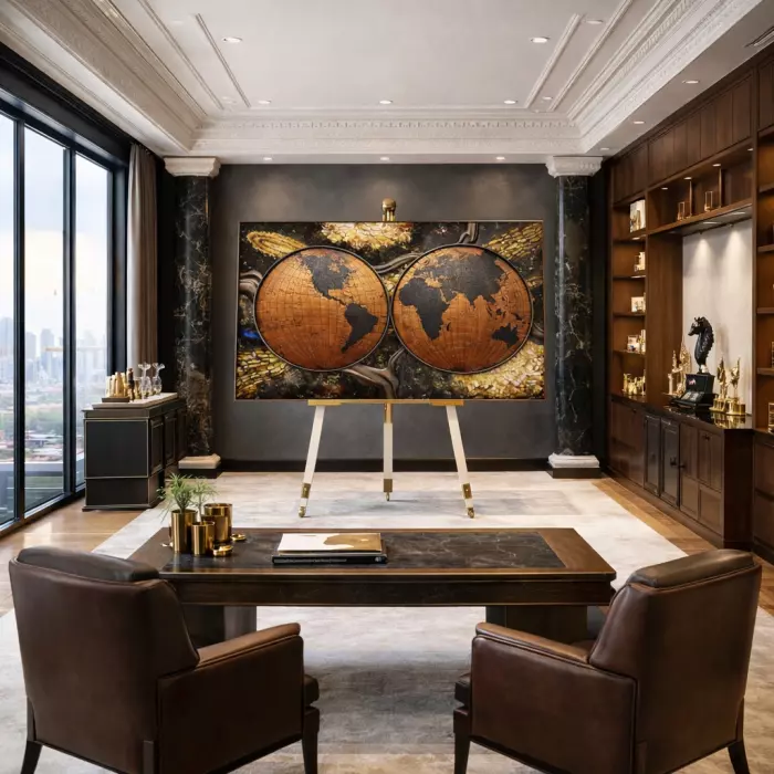 Панно из дерева и янтаря "Галактика"