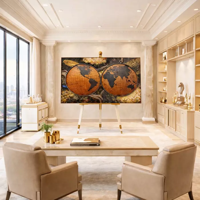 Панно из дерева и янтаря "Галактика"