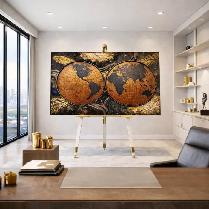 Панно из дерева и янтаря "Галактика"