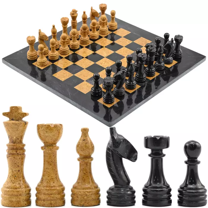 Шахматы из мрамора и ракушечника "Премиум"