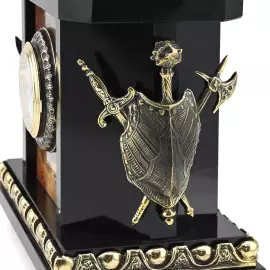 Каминные часы "Рыцарские. Георгий Победоносец" яшма